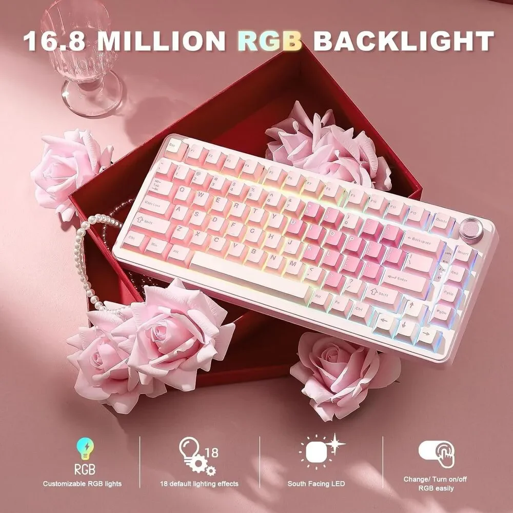 YUNZII B75 PRO Wireless Mechanical Keyboard,75% Hot Swappable Backlit NEW